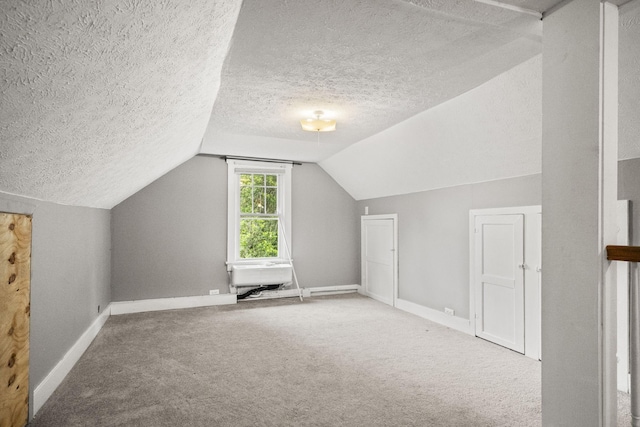 400 Connell St, Springfield, TN 37172 - additional living space with a textured ceiling, vaulted ceiling, baseboards, and carpet floors