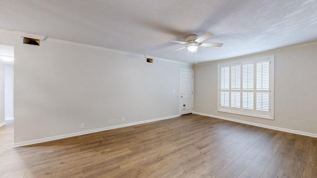 1280 Middle Tennessee Blvd Unit D6, Murfreesboro, TN 37130 - unfurnished room with a ceiling fan, baseboards, wood finished floors, a textured ceiling, and ornamental molding