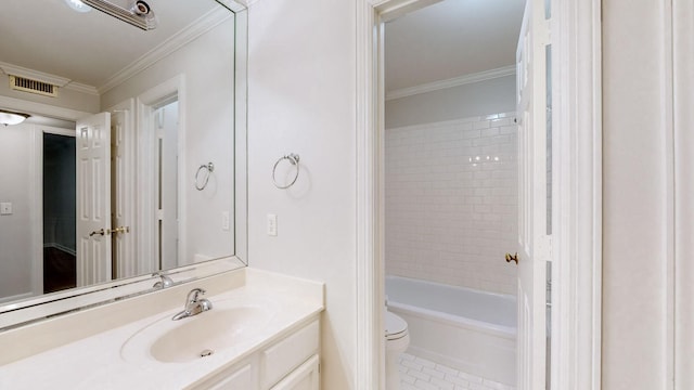 1280 Middle Tennessee Blvd Unit D6, Murfreesboro, TN 37130 - full bath with vanity, toilet, ornamental molding, tile patterned flooring, and washtub / shower combination