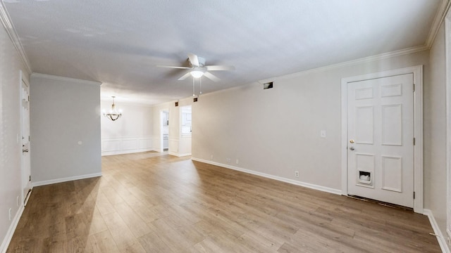 1280 Middle Tennessee Blvd Unit D6, Murfreesboro, TN 37130 - unfurnished room with a chandelier, a ceiling fan, light wood finished floors, ornamental molding, and baseboards