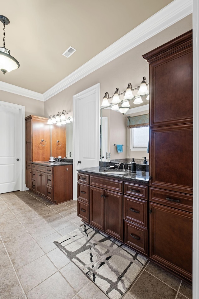 1638 Kelvington Blvd, Gallatin, TN 37066 - bathroom with vanity, crown molding, and tile patterned flooring