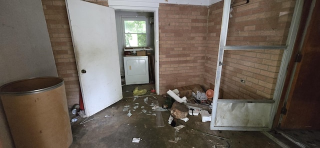 113 Brook St, Mc Ewen, TN 37101 - bathroom with washer / dryer and brick wall