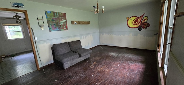 113 Brook St, Mc Ewen, TN 37101 - unfurnished room featuring wood-type flooring and a chandelier