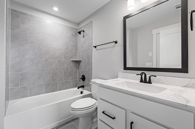 2736 Hartsville Pike, Castalian Springs, TN 37031 - bathroom featuring vanity, toilet, washtub / shower combination, tile patterned floors, and recessed lighting