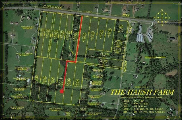 2736 Hartsville Pike, Castalian Springs, TN 37031 - aerial overview of property's location with property boundaries highlighted