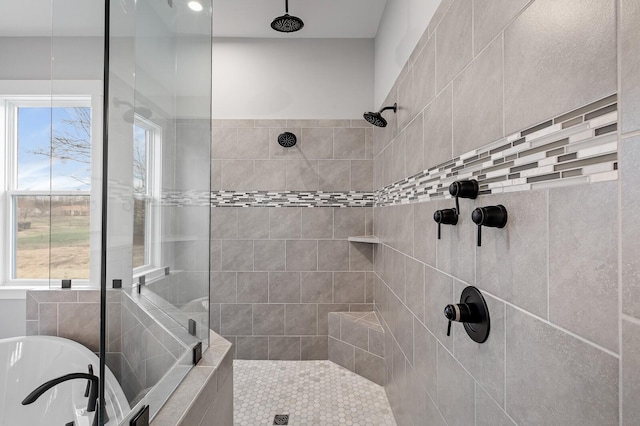 2736 Hartsville Pike, Castalian Springs, TN 37031 - bathroom featuring a tile shower and a tub to relax in