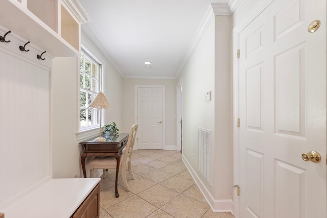 6116 Chickering Ct, Nashville, TN 37215 - hall with light tile patterned floors, crown molding, and baseboards