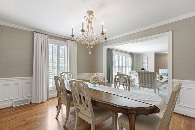 6116 Chickering Ct, Nashville, TN 37215 - dining area featuring wainscoting, wallpapered walls, plenty of natural light, a decorative wall, and a chandelier