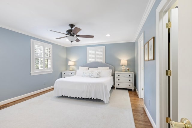 6116 Chickering Ct, Nashville, TN 37215 - bedroom featuring crown molding, wood finished floors, baseboards, recessed lighting, and a ceiling fan