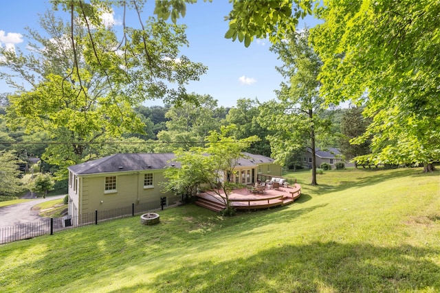6116 Chickering Ct, Nashville, TN 37215 - view of yard featuring a deck and an outdoor fire pit
