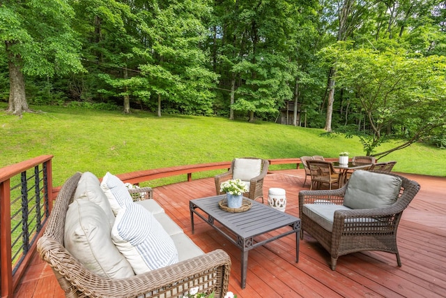 6116 Chickering Ct, Nashville, TN 37215 - wooden deck featuring a lawn, outdoor dining space, and an outdoor hangout area