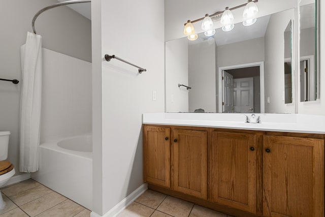 3401 Anderson Rd Unit 72, Antioch, TN 37013 - full bathroom with toilet, tile patterned flooring, vanity, shower / bath combination with curtain, and baseboards