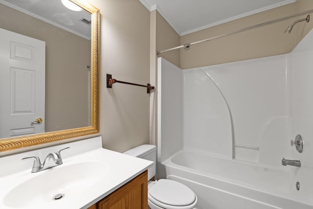 3401 Anderson Rd Unit 72, Antioch, TN 37013 - bathroom featuring toilet, vanity, shower / bathtub combination, and crown molding