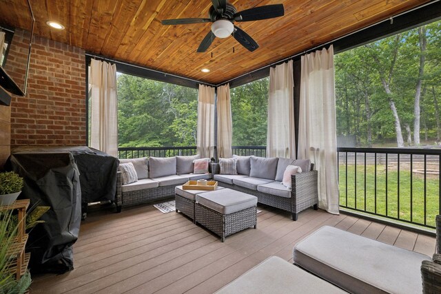121 Regency Ln, Dickson, TN 37055 - sunroom / solarium with an outdoor hangout area and a ceiling fan