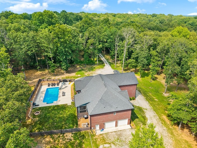 121 Regency Ln, Dickson, TN 37055 - aerial view of property and surrounding area with a forest and a pool area