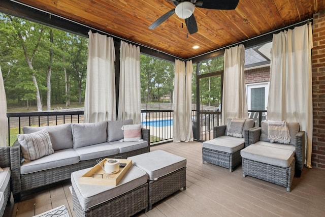 121 Regency Ln, Dickson, TN 37055 - sunroom / solarium featuring outdoor lounge area and ceiling fan