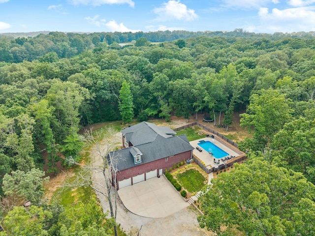 121 Regency Ln, Dickson, TN 37055 - view from above of property with a pool area and a heavily wooded area
