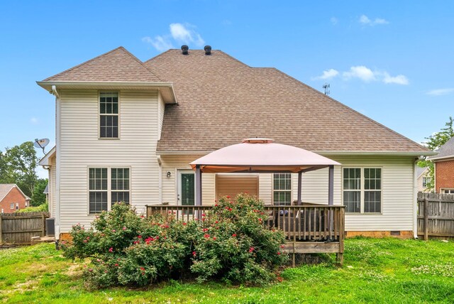 3692 Prestwicke Pl, Adams, TN 37010 - rear view of property with a gazebo, a deck, roof with shingles, and crawl space