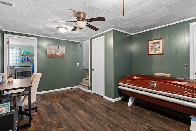 51 N Case Ave, Trenton, GA 30752 - office space featuring a ceiling fan, wood finished floors, and baseboards