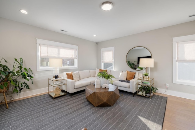140 Barlow Dr, Franklin, TN 37064 - living room with dark wood-style flooring, recessed lighting, and baseboards