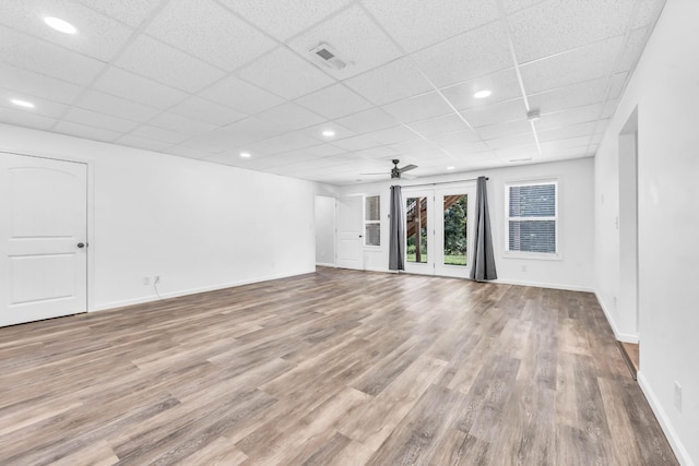 4510 Akin Rd, Cunningham, TN 37052 - spare room featuring a drop ceiling, wood finished floors, a ceiling fan, and recessed lighting
