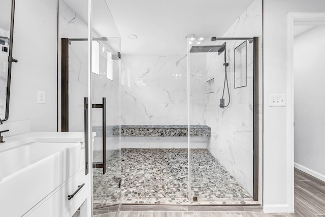 4510 Akin Rd, Cunningham, TN 37052 - full bathroom with a marble finish shower and vanity