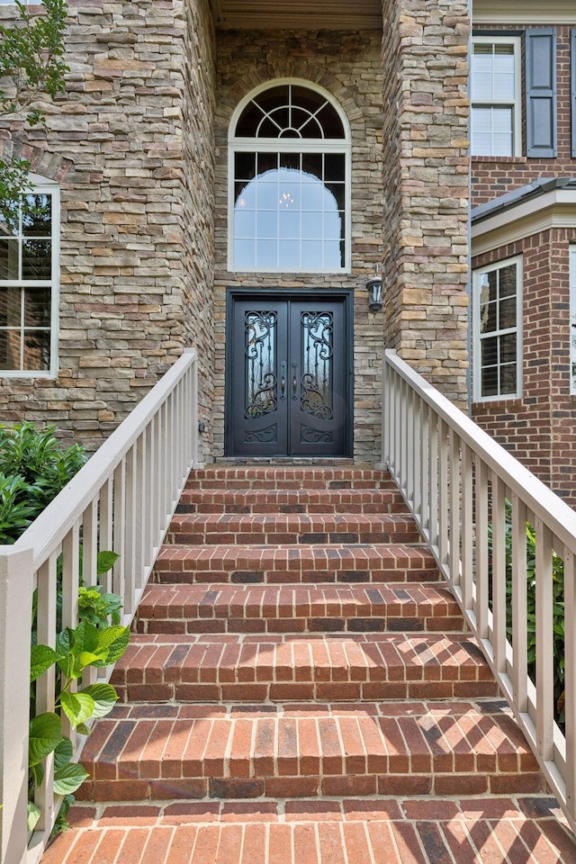 2064 Catalina Way, Nolensville, TN 37135 - entrance to property with french doors and stone siding