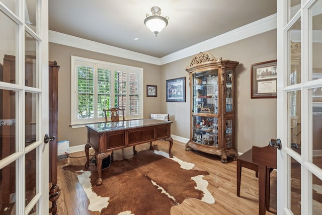2064 Catalina Way, Nolensville, TN 37135 - office space featuring french doors, wood finished floors, crown molding, and baseboards