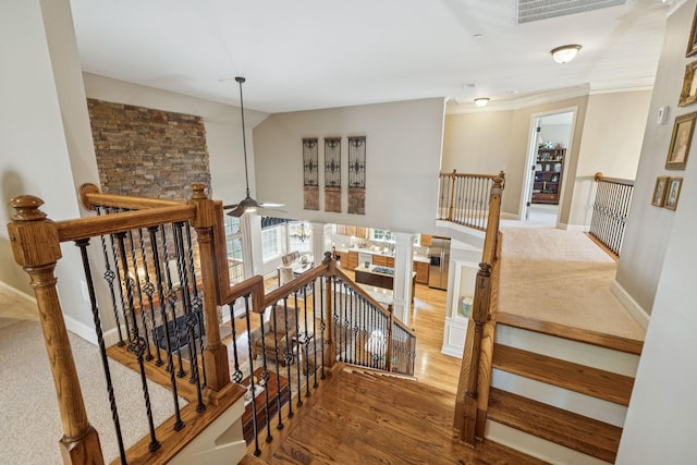2064 Catalina Way, Nolensville, TN 37135 - stairway with wood finished floors, baseboards, and a ceiling fan