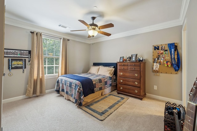 2064 Catalina Way, Nolensville, TN 37135 - bedroom with carpet, crown molding, baseboards, and ceiling fan