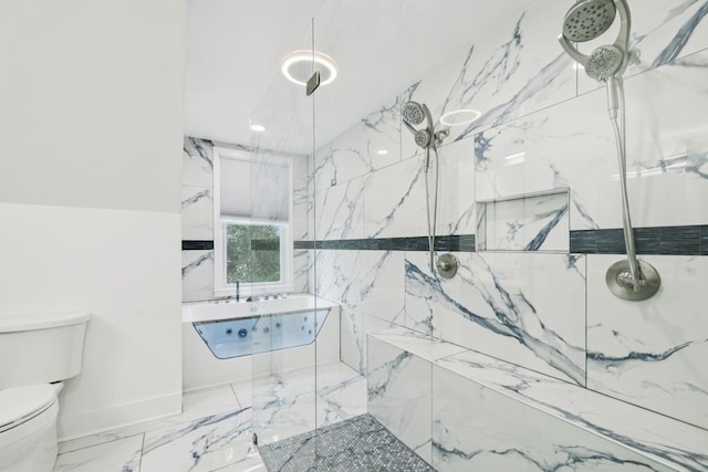 7935 Franklin Rd, Murfreesboro, TN 37128 - full bathroom with marble tiled flooring, a marble finish shower, and toilet