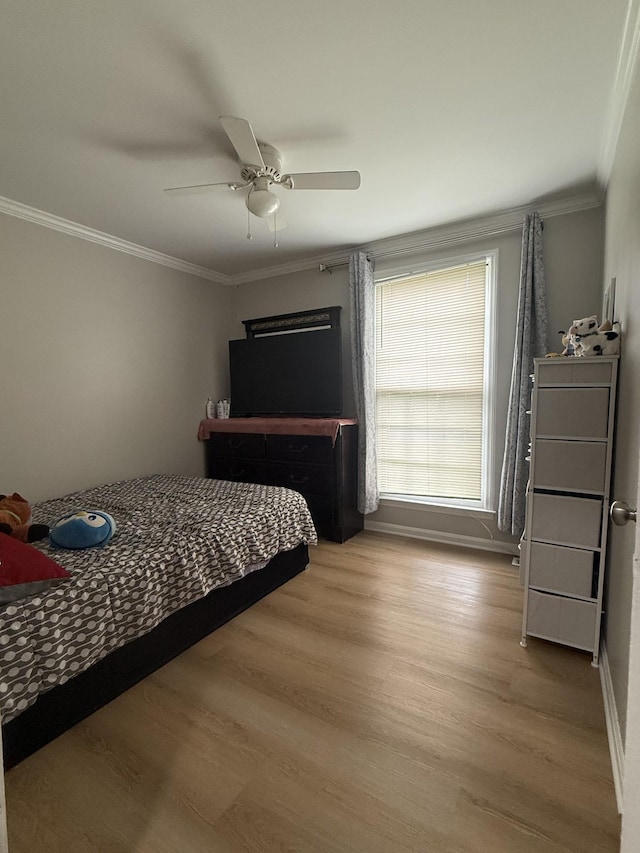 561 Castlegate Dr, Nashville, TN 37217 - bedroom with ornamental molding, wood finished floors, ceiling fan, and baseboards