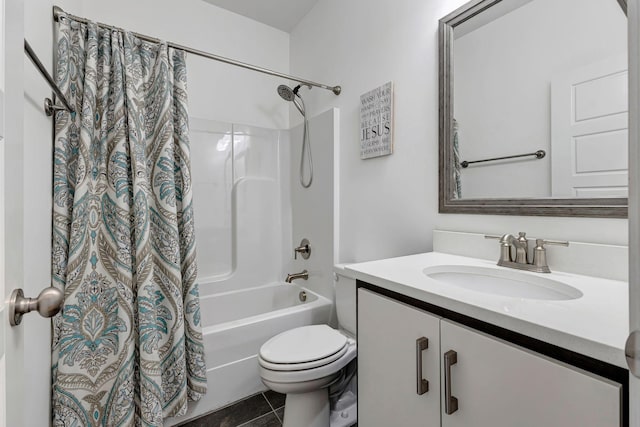 175 Dobson Knob Trl, Nolensville, TN 37135 - bathroom with shower / tub combo with curtain, vanity, toilet, and tile patterned floors