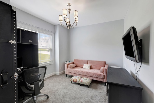 175 Dobson Knob Trl, Nolensville, TN 37135 - carpeted home office featuring a chandelier and baseboards