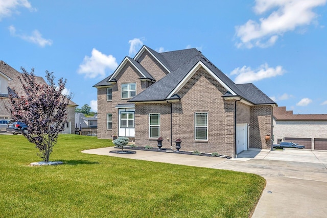 175 Dobson Knob Trl, Nolensville, TN 37135 - craftsman-style home featuring brick siding, a front yard, roof with shingles, and concrete driveway