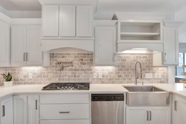175 Dobson Knob Trl, Nolensville, TN 37135 - kitchen with appliances with stainless steel finishes, a sink, white cabinets, and light countertops