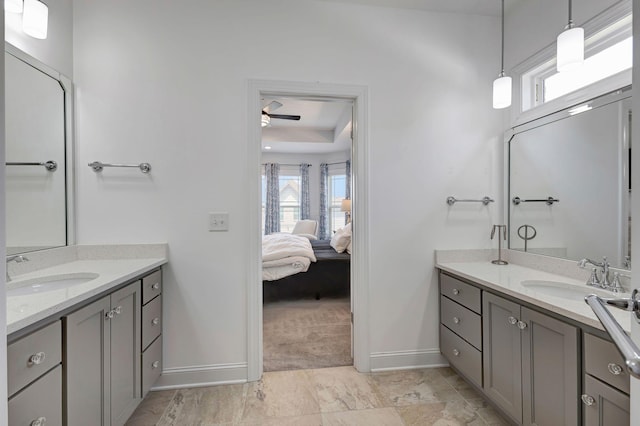 175 Dobson Knob Trl, Nolensville, TN 37135 - full bathroom featuring baseboards, a ceiling fan, two vanities, and ensuite bath