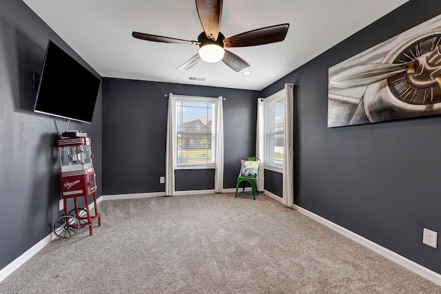 175 Dobson Knob Trl, Nolensville, TN 37135 - living area featuring carpet flooring, a ceiling fan, and baseboards
