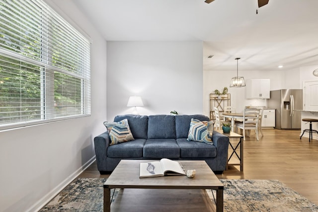 207 Addison Ave, Chapel Hill, TN 37034 - living area with a ceiling fan, wood finished floors, and baseboards