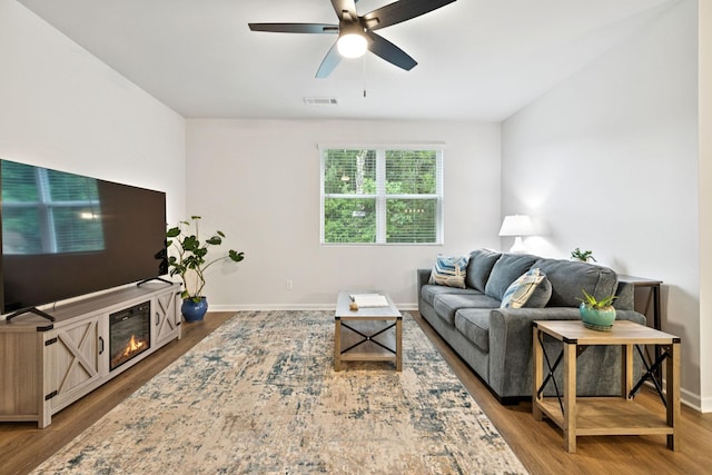 207 Addison Ave, Chapel Hill, TN 37034 - living area with ceiling fan, wood finished floors, and baseboards