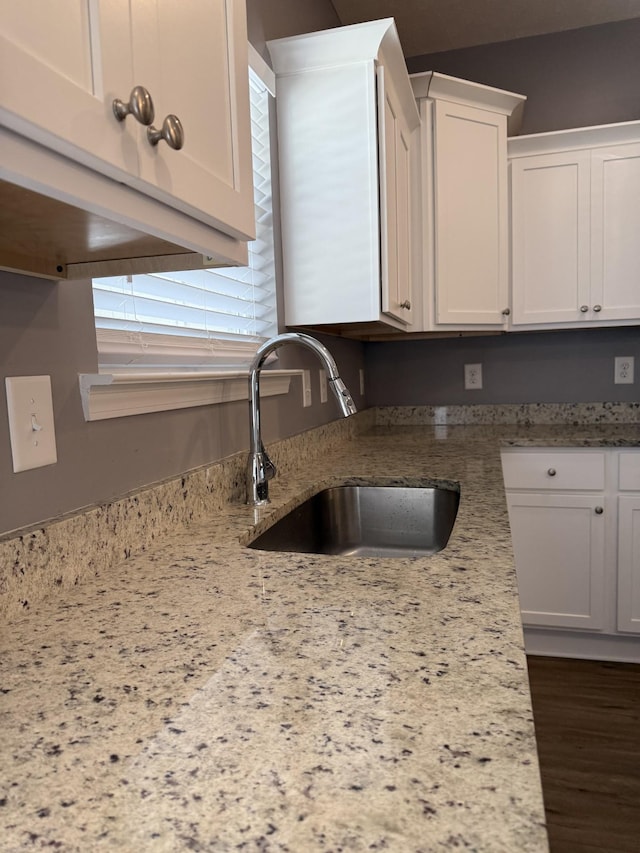 412 Moshe Mualem Pl, La Vergne, TN 37086 - kitchen with a sink, white cabinetry, and light stone counters