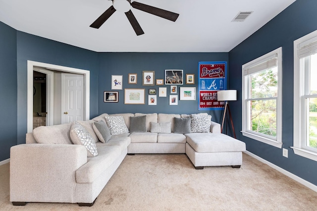 113 Joshuas Run, Goodlettsville, TN 37072 - carpeted living area featuring a ceiling fan and baseboards