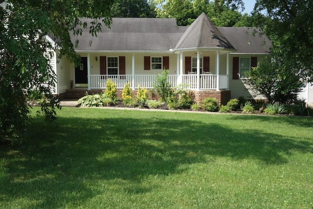 55 Bluebird Ln, Lafayette, TN 37083 - view of front of home with a porch, a front lawn, and a shingled roof