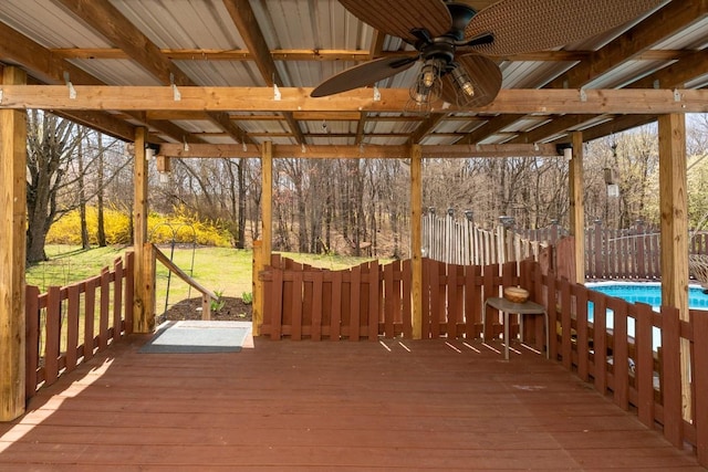 55 Bluebird Ln, Lafayette, TN 37083 - wooden deck featuring ceiling fan