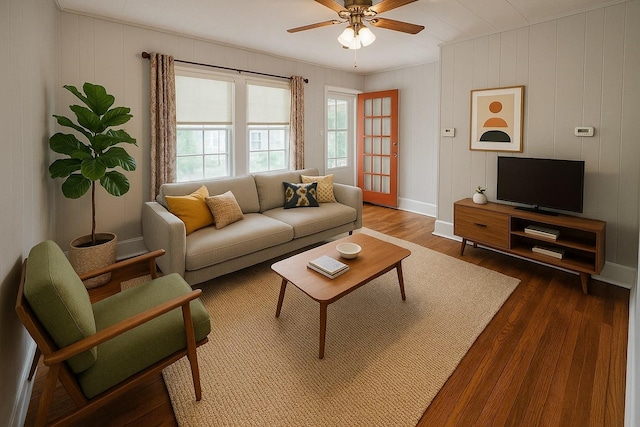 1105 Normandy Rd, Normandy, TN 37360 - living room with baseboards, wood finished floors, and ceiling fan