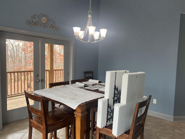 1064 Bills Ln, Joelton, TN 37080 - dining room with a chandelier, healthy amount of natural light, tile patterned floors, and french doors