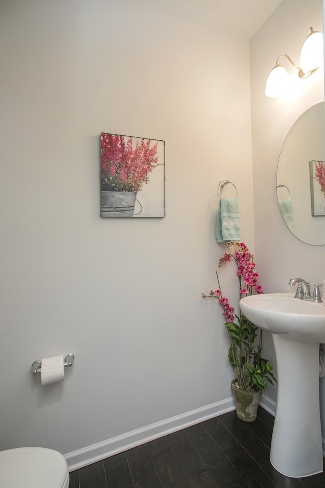 8023 Forest Hills Dr, Spring Hill, TN 37174 - half bath featuring baseboards, toilet, a sink, and wood tiled floors