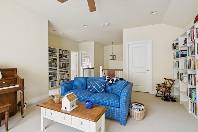 3007 General Martin Ln, Franklin, TN 37064 - living room with carpet, a ceiling fan, baseboards, and recessed lighting