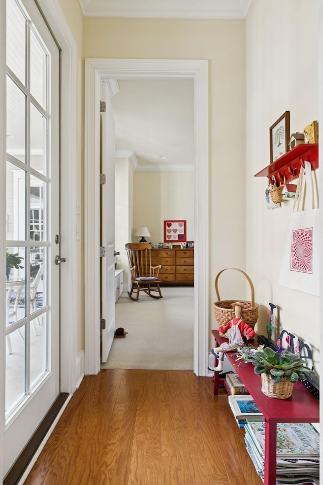 3007 General Martin Ln, Franklin, TN 37064 - hallway with ornamental molding, plenty of natural light, wood finished floors, and baseboards