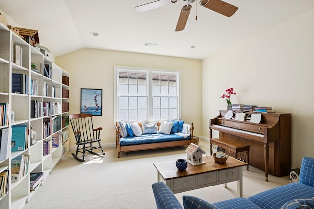 3007 General Martin Ln, Franklin, TN 37064 - carpeted living area featuring a ceiling fan and lofted ceiling